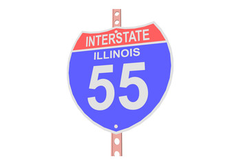 Interstate highway 55 road sign in Illinois