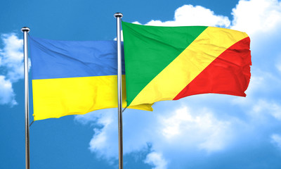 Ukraine flag with congo flag, 3D rendering