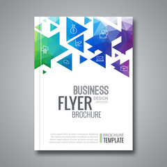 Cover report colorful triangle geometric prospectus design background, cover flyer magazine, brochure book cover template layout, vector illustration
