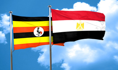 Uganda flag with egypt flag, 3D rendering