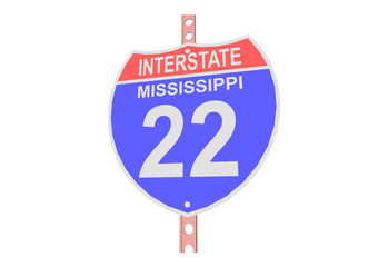 Interstate highway 22 road sign in Mississippi