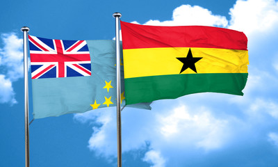 Tuvalu flag with Ghana flag, 3D rendering