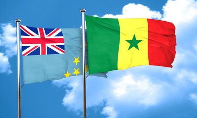 Tuvalu flag with Senegal flag, 3D rendering
