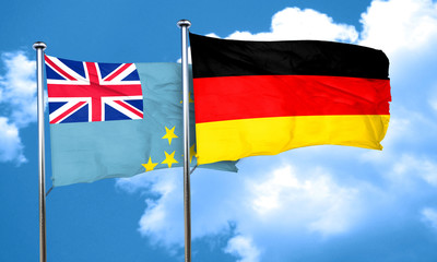 Tuvalu flag with Germany flag, 3D rendering
