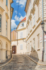 Fototapeta premium Street scene on the historic Upper Zagreb, capital of Croatia