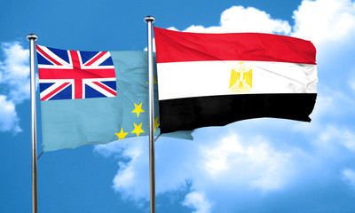 Tuvalu flag with egypt flag, 3D rendering