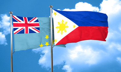 Tuvalu flag with Philippines flag, 3D rendering