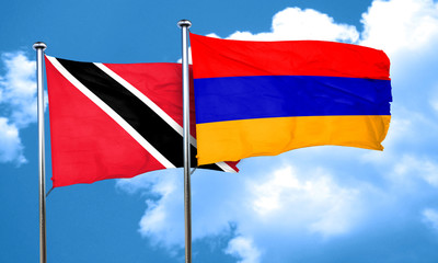 Trinidad and tobago flag with Armenia flag, 3D rendering