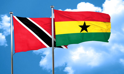 Trinidad and tobago flag with Ghana flag, 3D rendering