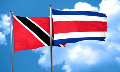 Trinidad and tobago flag with Costa Rica flag, 3D rendering