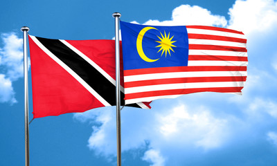 Trinidad and tobago flag with Malaysia flag, 3D rendering