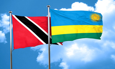 Trinidad and tobago flag with rwanda flag, 3D rendering