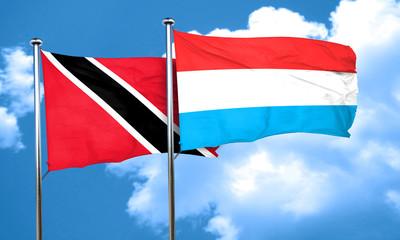 Trinidad and tobago flag with Luxembourg flag, 3D rendering