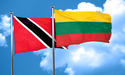 Trinidad and tobago flag with Lithuania flag, 3D rendering
