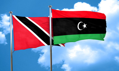 Trinidad and tobago flag with Libya flag, 3D rendering