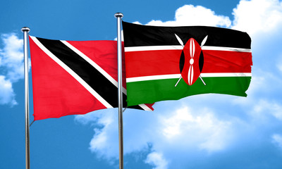 Trinidad and tobago flag with Kenya flag, 3D rendering