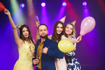 party, holidays, celebration, nightlife and people concept - smi
