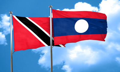 Trinidad and tobago flag with Laos flag, 3D rendering