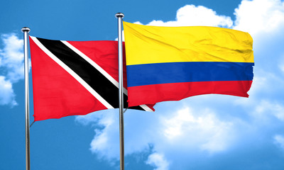 Trinidad and tobago flag with Colombia flag, 3D rendering