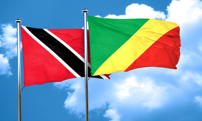Trinidad and tobago flag with congo flag, 3D rendering