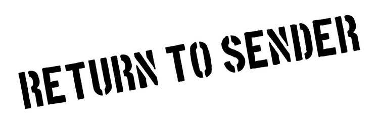 Return to sender black rubber stamp on white