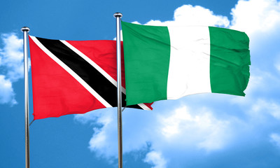 Trinidad and tobago flag with Nigeria flag, 3D rendering