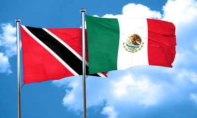 Trinidad and tobago flag with Mexico flag, 3D rendering