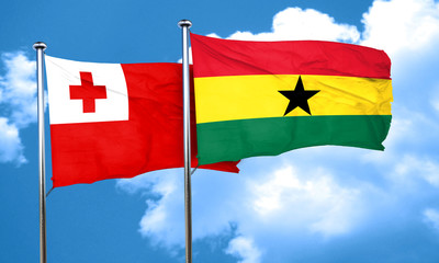 Tonga flag with Ghana flag, 3D rendering