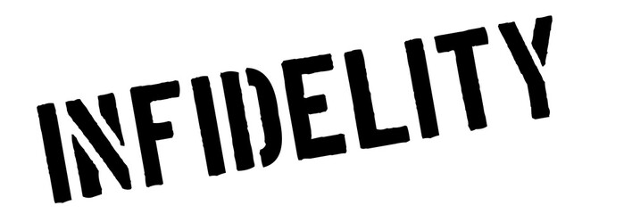 Infidelity black rubber stamp on white