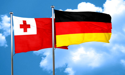 Tonga flag with Germany flag, 3D rendering