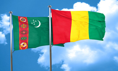 Turkmenistan flag with Guinea flag, 3D rendering