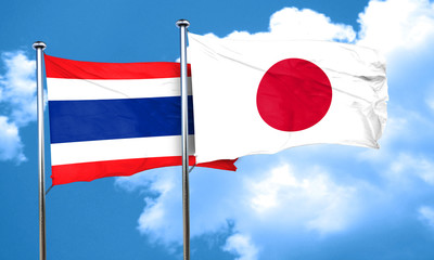 Thailand flag with Japan flag, 3D rendering