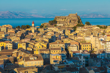 Aerial view from New fortress Kerkyra, Corfu island, Greece