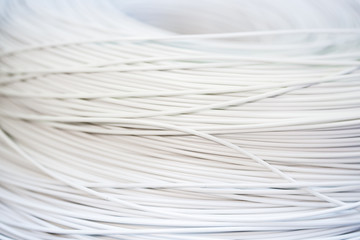 close up a roll of white cable