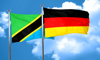 Tanzanian flag with Germany flag, 3D rendering