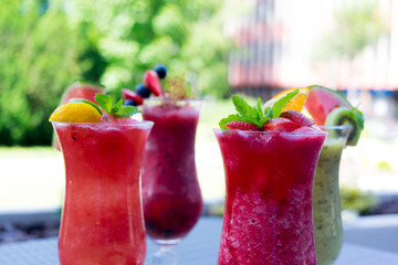 Fresh summer smoothie drinks