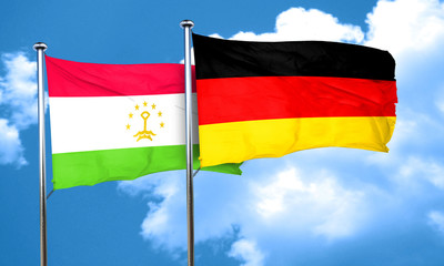 Tajikistan flag with Germany flag, 3D rendering