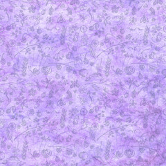 Hand drawn textured floral background. Blue template with little flowers, leaves, insect and fruits. Decorative pattern Series of Watercolor, Oil, Pastel, Backgrounds.