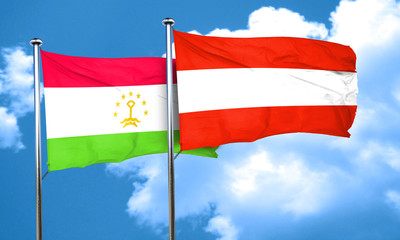 Tajikistan flag with Austria flag, 3D rendering