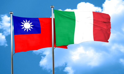 Fototapeta na wymiar Taiwan flag with Italy flag, 3D rendering
