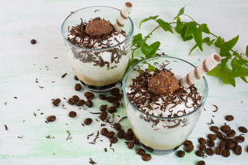 Coffee cocktail with chocolate candy