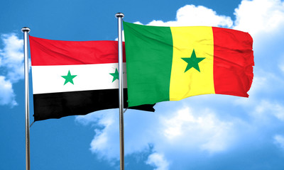 Syria flag with Senegal flag, 3D rendering