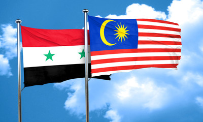 Syria flag with Malaysia flag, 3D rendering