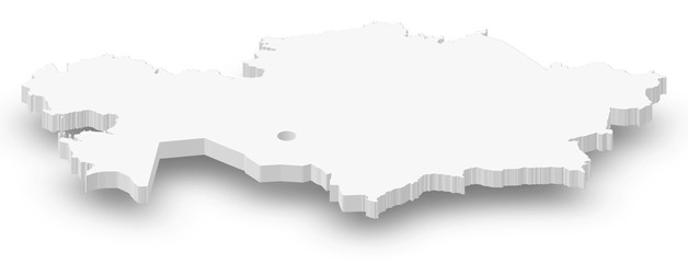 Map - Kazakhstan - 3D-Illustration