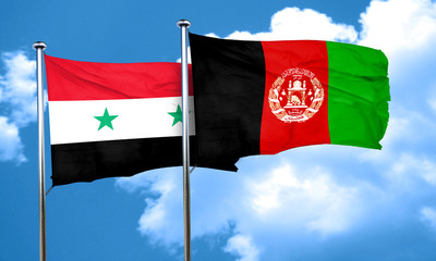Syria flag with afghanistan flag, 3D rendering