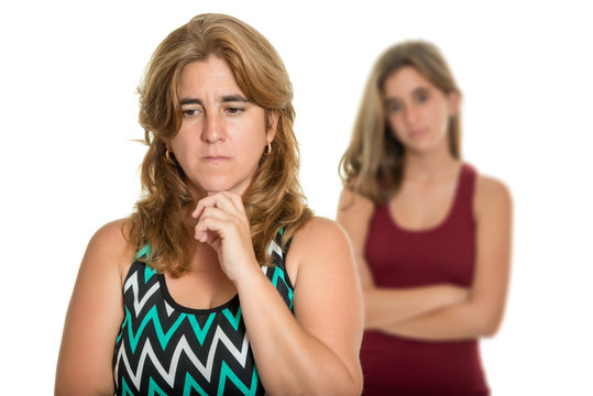 Family conflict - Sad mother and her teen daughter