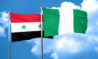 Syria flag with Nigeria flag, 3D rendering