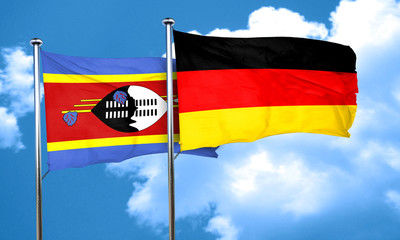 Swaziland flag with Germany flag, 3D rendering