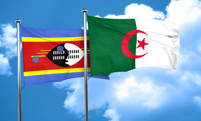 Swaziland flag with Algeria flag, 3D rendering