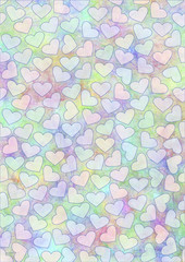 Drawn watercolor background with hearts.Template for letter or greeting card. A4 size format. Series of Watercolor, Pastel, Backgrounds and Cards,Blanks,Templates..